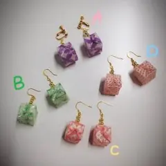 お値下げ中♡ 紙風船の折り紙ピアス イヤリング 4種の和柄