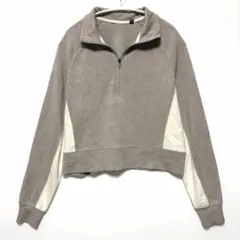 ダンスキン ハーフジップ ラグラン長袖 バイカラー カットソー XS 灰白