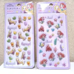ディズニープリンセス　アリエル　ラプンツェル ぷくぷくシールセット