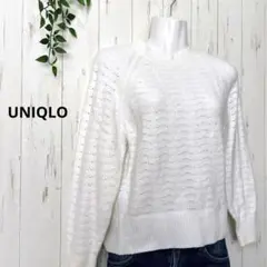 UNIQLO♪ ライトスフレヤーンポインテールクルーネックセーター　ホワイト　S