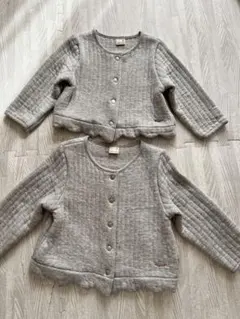 petit main キルティングカーディガン グレー