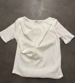 AZUL ドレープネック 半袖Tシャツ ホワイトのサムネイル