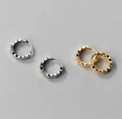 入荷 ゴールド ピアス ミニフープ 六角形 キャッチレス オシャレ 高見え 結婚