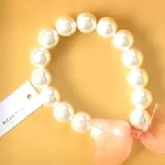 パール風ビーズ リボン付きブレスレット　［新品•未使用]