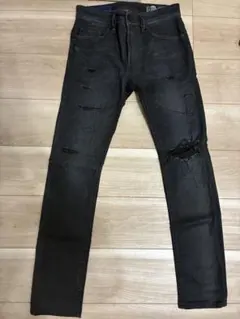 DIESELダメージ加工ダークグレー スリムフィットデニム