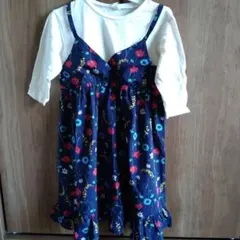 女の子　花柄　ワンピース　七分袖