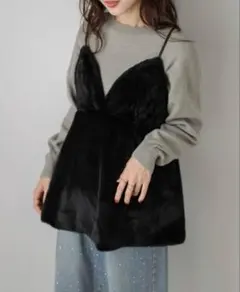 新品 La-gemme エコファー ペプラムキャミソール