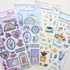 ★ステンドグラス・まったり★　デザインシール　4点セット　セリア