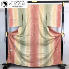 付下げ 縦柄染分 刺繍 地紙に花模様 葡萄 しつけ糸 トールサイズ K-4384