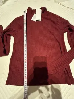 リブハイネック 長袖ニット ボルドー M タグ付き未使用