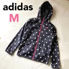 adidas ウインドブレーカー ナイロンジャケット 星柄 ネイビー