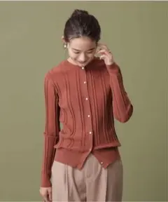 ナノユニバース　春　マシンウォッシャブルニットカーディガン シアバター加工　茶