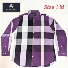 美品★BURBERRY LONDON メガチェック 長袖シャツ パープル 総柄
