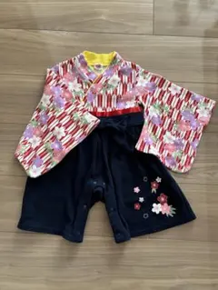 【美品】　80 袴ロンパース　アカチャンホンポ　レトロ柄　女の子