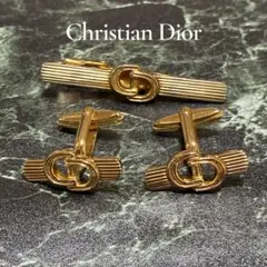 Christian Dior カフス タイピン セット CDロゴ ゴールド