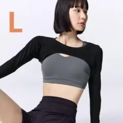 GU アクティブ　スーパークロップドT スポーツウェア長袖　グレー/ブラック2点
