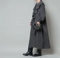 ナノユニバース　ロング　ワンピース　グレー　フリル　付け襟