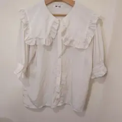 W♥C フリルシャツ　5分袖　ロリータ　美品　オフホワイト