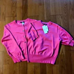 アンサンブル ピンク カーデ＆半袖ニット 美品【週末限定お値下げ】