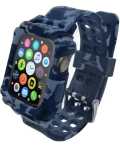 【 42mm / 44mm 】 Apple Watch バンド 　迷彩　ブルー
