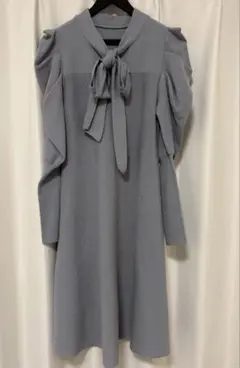 lilybrown ボウタイリボンニットワンピース ブルー