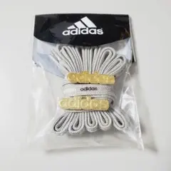 adidas 靴紐 グレー 120cm　ロゴチャーム付　シューレース