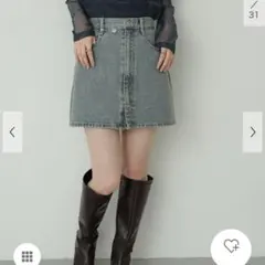 値下げ！アーバンリサーチ シシュウデニムミニスカートのサムネイル