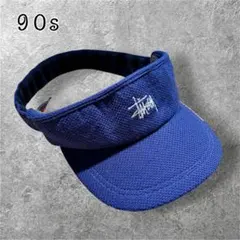 90s OLD 스터시 선 바이저 엠브로이더드 로고 네이비 스터시