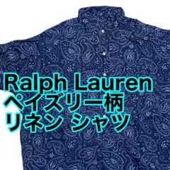 90s ralph lauren半袖 ボタンダウンシャツ L ペイズリー柄