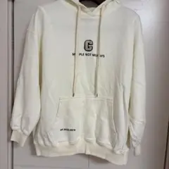 アイボリー 刺繍ロゴ パーカー