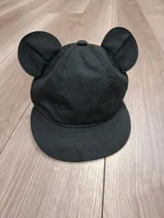 ミッキー耳付き黒キャップ