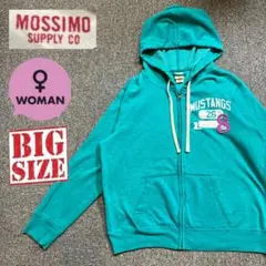 【特大品】MOSSIMOレディース刺繍ロゴジップパーカーゆるダボ仕様のサムネイル