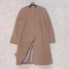 【美品】アンタイトルプレミアムライン カシミヤ ウール ノーカラーロングコート