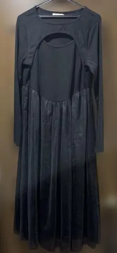 匿名配送☆長袖カットソーワンピース ブラック 3XL