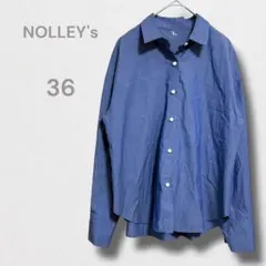 ノーリーズ シャツ ブラウス トップス 長袖 ブルー 羽織り きれいめ S