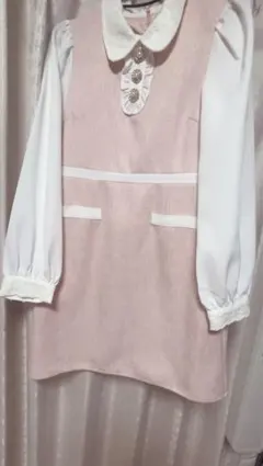 evelyn ピンク 襟付きワンピース