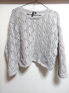 レディース トップス メッシュ ニット ざっくり ライト グレー 春 秋 冬