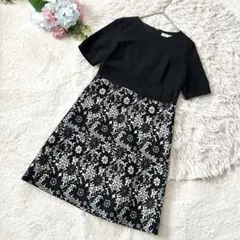 ⁠【アンケート】レース切替　ワンピース　38 黒　フォーマル　結婚式　上品⁠のサムネイル