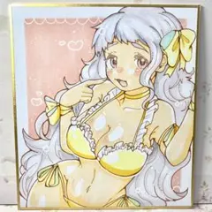 【原画】手描きイラスト　女の子　アナログイラスト　水着　一点物　ミニ色紙