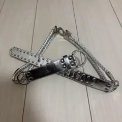 シルバー スタッズ きらきら編み込みベルト