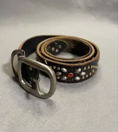 vintage レザーナロースタッズベルト 古着 - メルカリ
