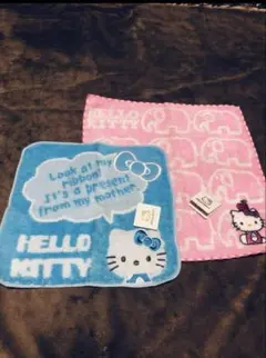 ハローキティ ミニタオル ハンカチ 2枚セット ピンク×ブルー SANRIO