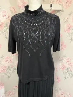 LAPINE BLANCHE／ビーズ刺繍 タートルネックニット半袖