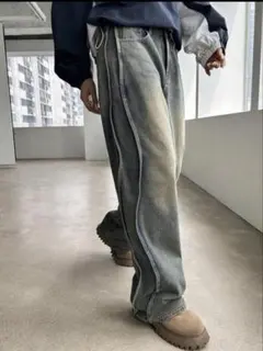 DAZY シームサイド ワイドレッグジーンズ