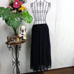 みぽ様専用　黒 プリーツ ロングスカート(総ゴム）　レディース　XL