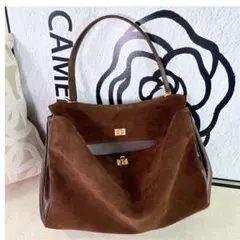 ブラウン スエード ショルダーバッグ