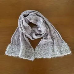 ハンドメイド 薄紫色の透かし編みのストール ショール