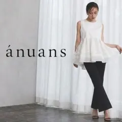 anuans アニュアンス ピンタックフレアパンツ Ｍ ブラック