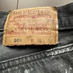 90s USA製 Levi's 501ブラック ペイントデニム W36L32