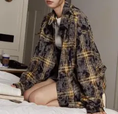 秋冬のお出かけに❤️チェック柄オーバーサイズトップス